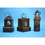 A B.R. (M) railway lamp and a B.R. (E) Welch Patent lamp and one other lamp. (3)