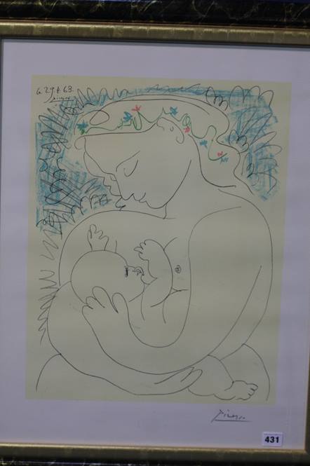 Pablo Picasso 1881-1973 Lithograph Signed in pencil 'La Grand Maternite', stamped Edition Combat