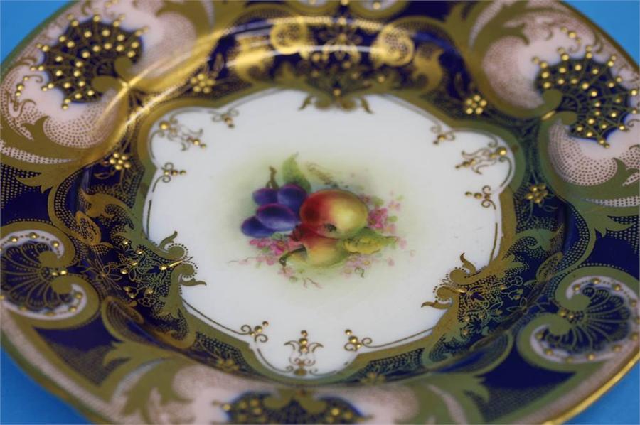 A Royal Worcester trio decorated by Jack Stanley painted with plums, cherries and apples with a - Image 22 of 35