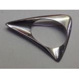 Georg Jensen silver abstract brooch by Henning Koppel, No 375, 6cm, complete with original box