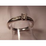 9ct white gold and diamond ring. Size K