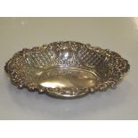 A Silver Bonbon Dish, Foliate decoration with scroll work, vacant cartouches, Sheffield 1960,