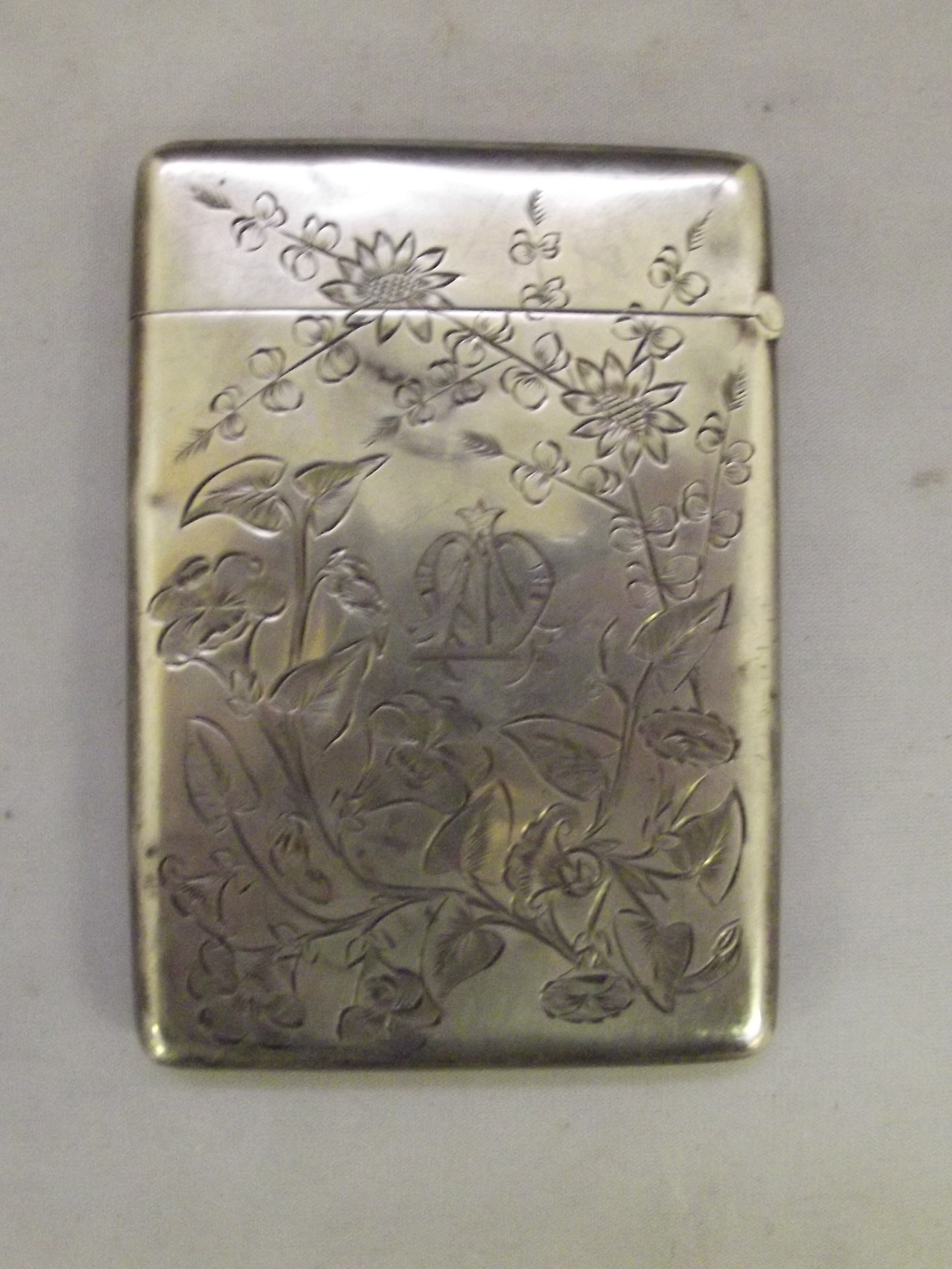 Late Victorian silver card case with engraved floral decoration, Birmingham, 1896, Deakin & Francis,
