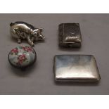 20th Century Silver plated Vesta case in the form of a pig, Vesta case/Sovereign holder in the