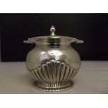 Late Victorian lidded salt with hinged lid and gadrooning to body, London 1898, Aide Brothers, 65