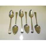 Set of six silver George III teaspoons, Old English pattern, Thomas Wallis and Jonathan Hayne, 99