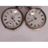 Two silver fob watches.