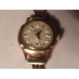 H&G 17 jewels lever ladies wrist watch, 9ct gold case with gold plated bracelet strap