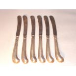 A set of six silver handles butter knives. Sheffield