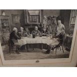 A Victorian engraving counter signed W Dendy Sadler of a gentlemen drinking wine. (some foxing) 28
