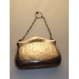 A silver purse, rubbed hallmarks. Total weight 70 grams