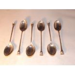 A set of six silver teaspoons, Sheffield. Total weight approx 87 grams