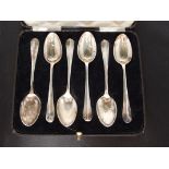 Cased set of six silver teaspoons, Sheffield, Cooper Brothers & Sons