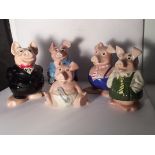 Set of five Wade pig money boxes for NatWest. All with original stoppers,