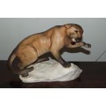 A Beswick figure of a Puma, perched on a rock, 21 cm in height, model number 1702, matt finished.