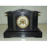 Belgian black slate mantel clock with Roman numerals, height 30 cm, width 40 cm