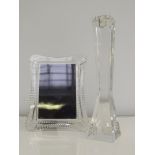 Waterford crystal candle stick 28cm high by John Rocha and a Waterford crystal picture frame