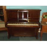 1930's mahogany upright piano by Squire & Sons Ltd London, height 127cm, width 140cm