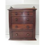 Victorian apprentice chest in mahogany with gallery, ebony and Mother of pearl inlaid handles,