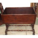 Mahogany Victorian swinging cradle, on turned twin pole stretchers and bun feet. 40x42 inches