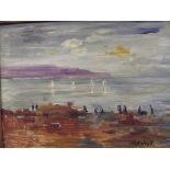 James Lawrence Isherwood (1917-1988), oil on board, titled verso 'Paignton Beach', signed, 12" x