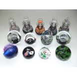 Collection of Caithness, five scent bottles and six paperweights, some limited editions