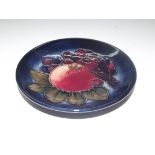 Moorcroft pottery pin dish tube lined in the fincher and fruit pattern impressed marks diameter 12