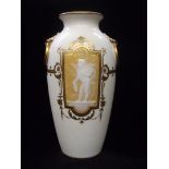 Late 19th century Minton pate-sur-pate vase depicting a winged cherub, signed Albion Birks, height