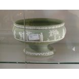 A green Wedgwood Jasperware fruit bowl