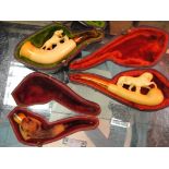 Three cased Meerschaum pipes to inc Salm