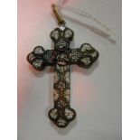 A vintage Italian micro mosaic crucifix