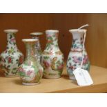 Five miniature famille rose vases