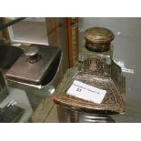 A HM silver inkwell; together with a blo