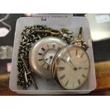 Two HM silver ladies silver pocket watch