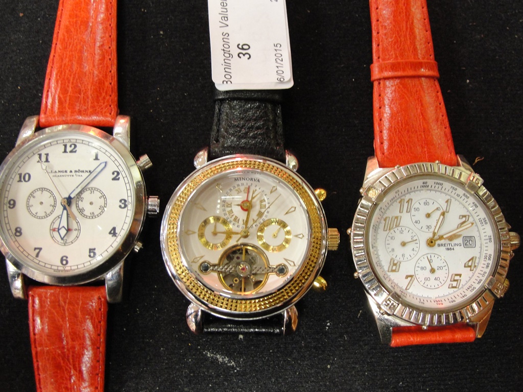 Three gentlemens' wristwatches to inc a