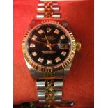 A boxed ladies Rolex Oyster Datejust wit