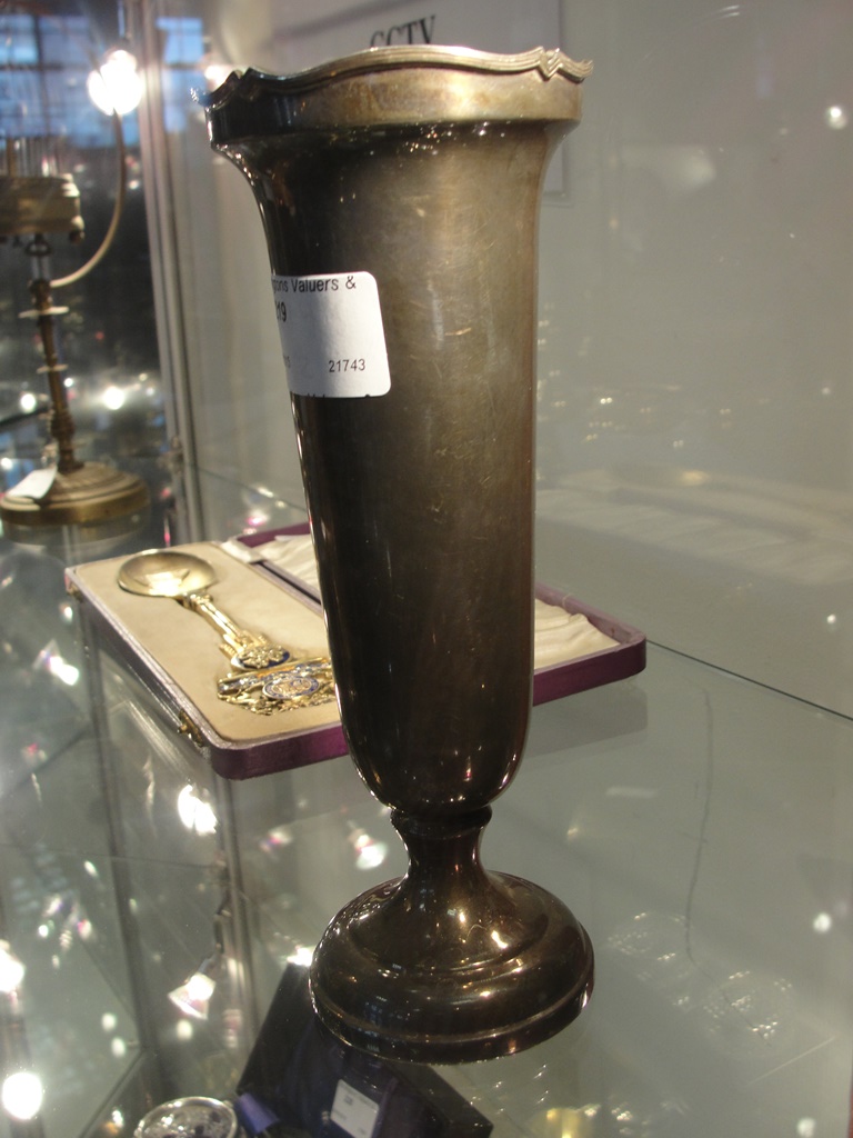 A HM silver spill vase by Elkington & Co