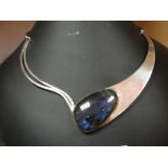 A 925 silver necklace set with large irr