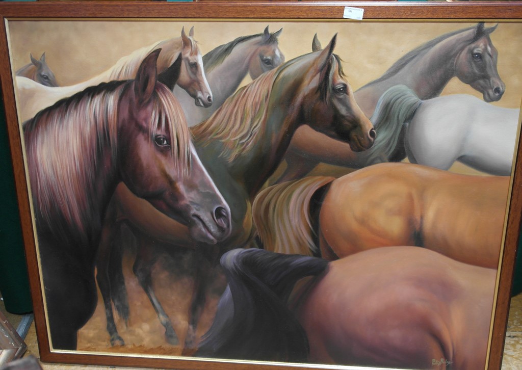 Peter Bailey (b. 1951): Horses, oil on c