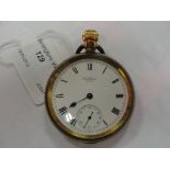 A gold-plated Waltham pocket watch