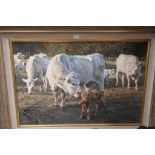 Phil Beck (American, Contemporary): Cattle in a landscape, oil on canvas, H 60 x W 90 cm CONDITION