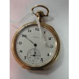 A gold-plated Elgin pocket watch