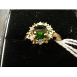 A 9ct QVC opal and green stone dress rin