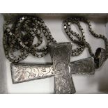 A HM silver heavy crucifix on chain