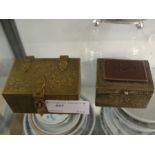 Two Islamic engraved boxes, one set with