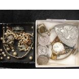 A quantity of vintage dress jewellery to inc painted brooches pill ring etc