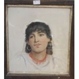 Spanish School (19th century): portrait of a lady, signed with initials 'KLB' and dated 1886