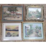 A landscape oil on canvas signed Howells, together with a pastel depicting a rural landscape &