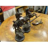 A pair of 19th century spelter Marley horses