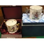 Two boxed Paragon two-handled commemorative loving cups, 'Marriage of Charles and Diana'; Silver